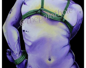 BDSM Art, "JB01" Erotic Art, Colorful, Mature, Shibari, Rope, BDSM, Fetish, Bondage Art, male torso