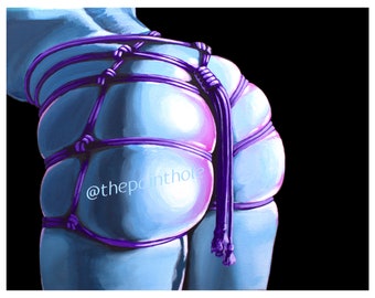 BDSM Shibari, "NC02", Print 13"x19" print, Erotic Art, Booty, BDSM Art, Fetish, Rope Art, Nude