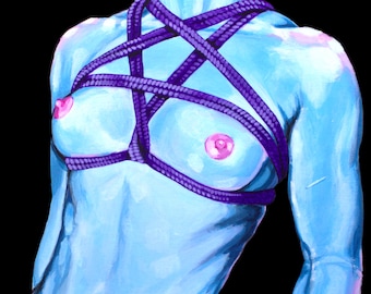 Erotic art, "KM03", Print 13"x19", Fetish, Bondage, Alternative, Shibari, Mature, Original, BDSM, Nude