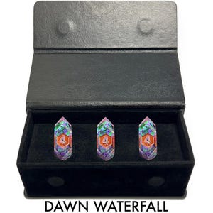 d4 Sets | New d4 Design | 9 Colors | Sharp Edge | Hand Poured Resin Dice |  Display Case | TTRPG Gift