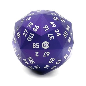 d120 | Huge Aluminum RPG Dice | 5 Colors | Precision Milled | Balanced | Collector&#39;s Edition Metal d120 w/ Wood Stand