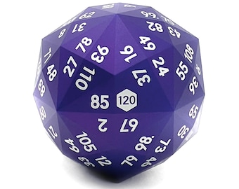 d120 | Huge Aluminum RPG Dice | 5 Colors | Precision Milled | Balanced | Collector&#39;s Edition Metal d120 w/ Wood Stand
