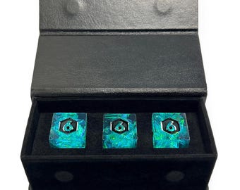 Balanced d6 Sets | Hand Poured Resin Dice | 9 Colors | Sharp Edge  |  Display Case | TTRPG Gift | Mathematically Balanced | Large d6