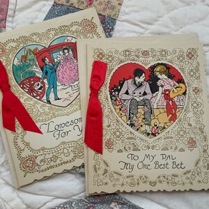 2 Vintage Valentinstag Karten im viktorianischen Stil