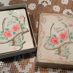 Box für Vintage Grusskarten Unbenutzt mit Umschlägen