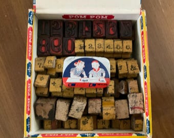 Vintage Alphabet and Number Stamps Wood