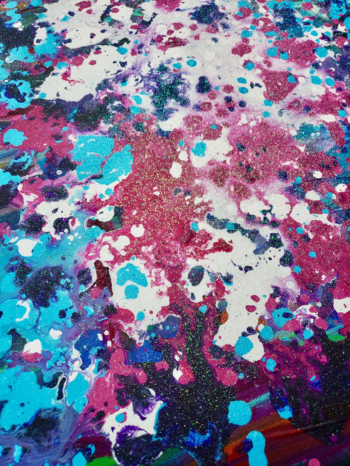 Splatter Painting on Canvas, Acrylic Painting,abstract Modern Art