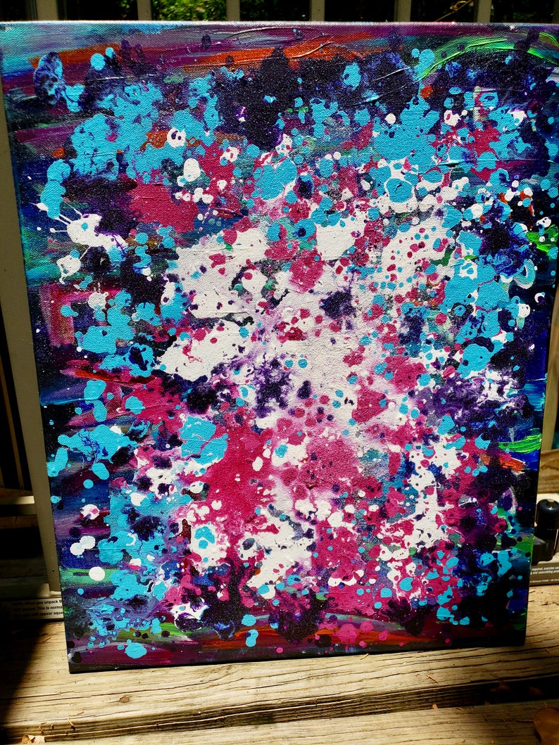 Splatter Painting on Canvas, Acrylic Painting,abstract Modern Art