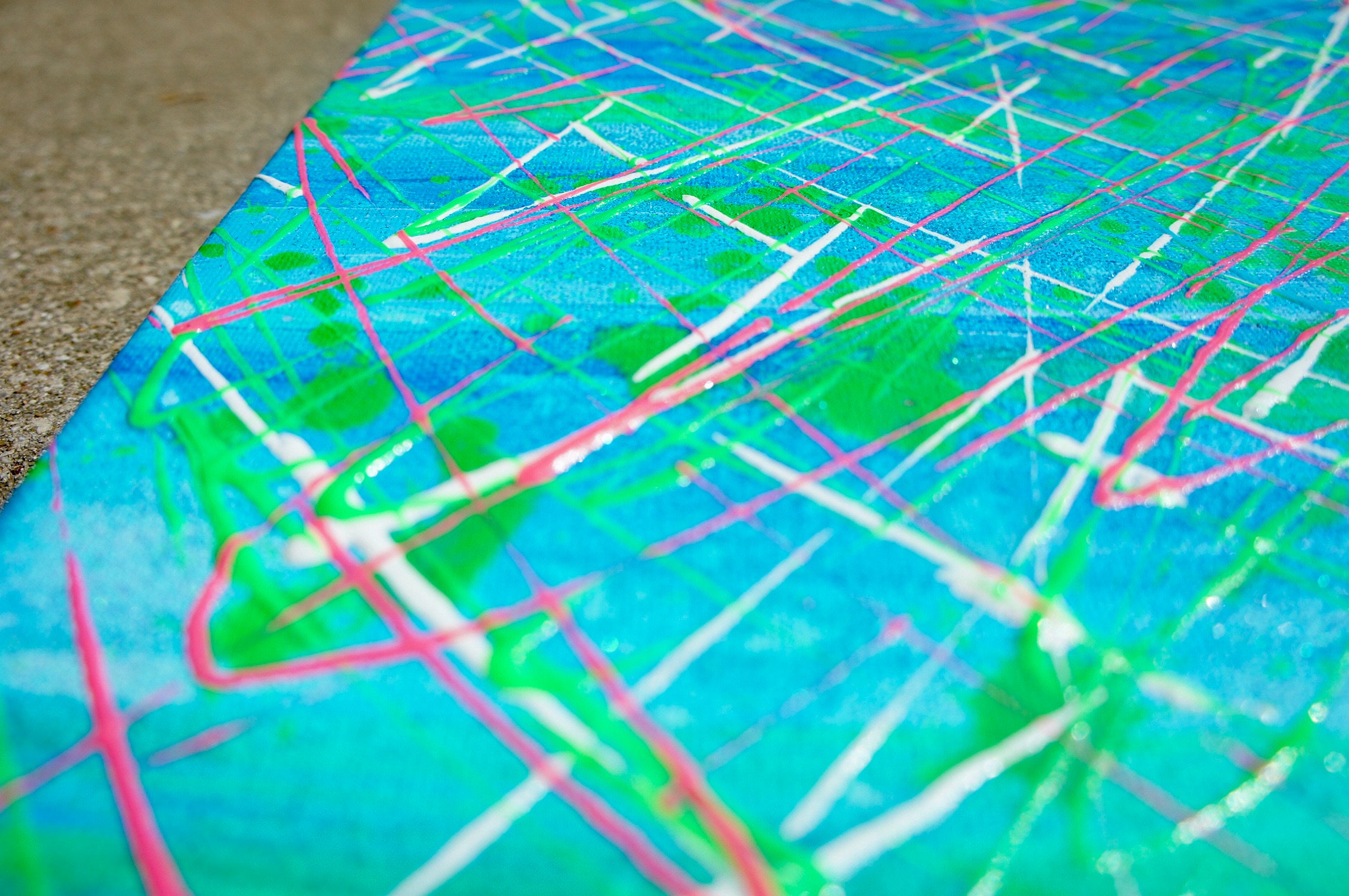 Seafoam Green Wall Art Seafoam Green Painting on Canvas Splatter Art