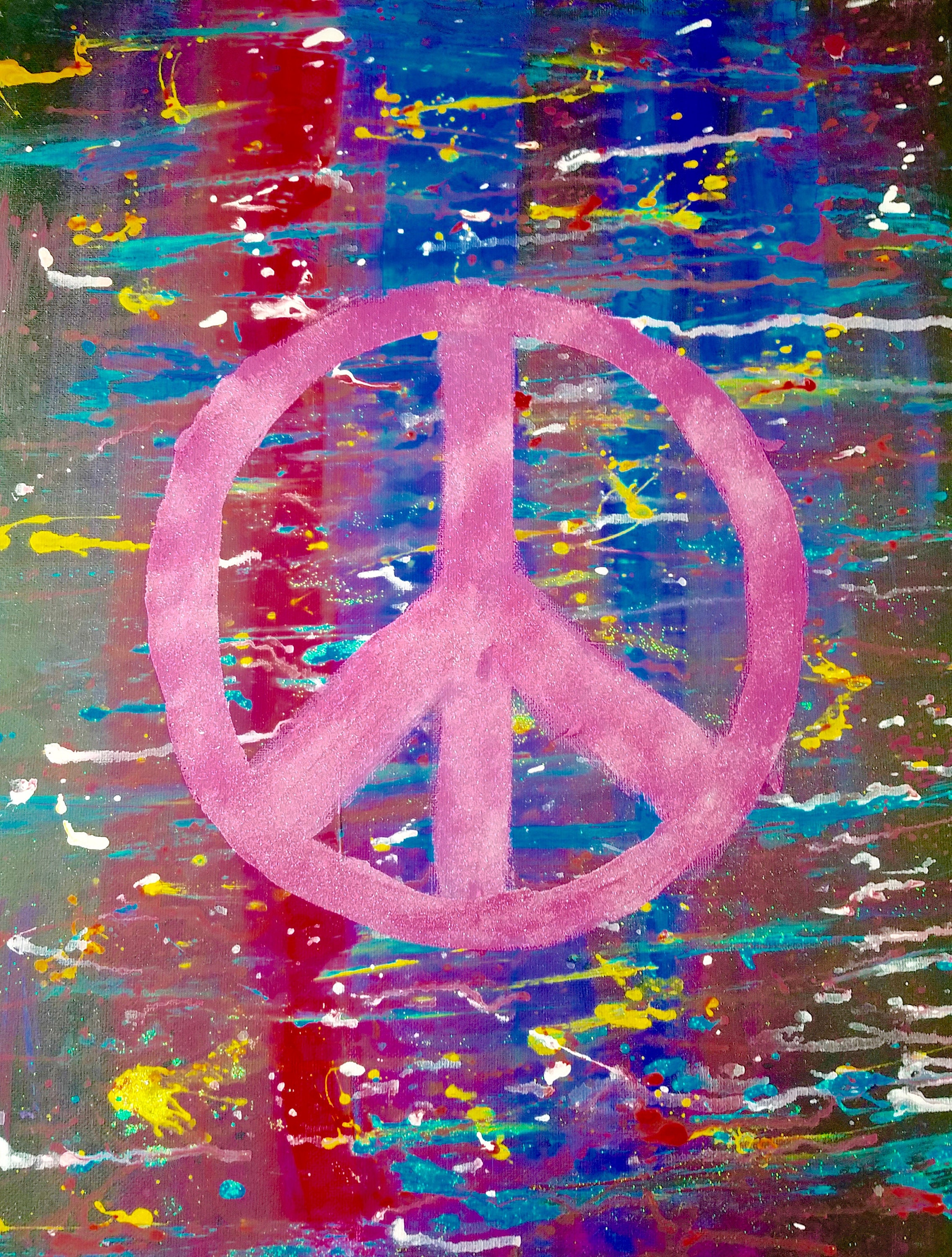 油彩画　8号　Love and peace Peace Sign Print Peace and Love Print 8x10 Peace Sign