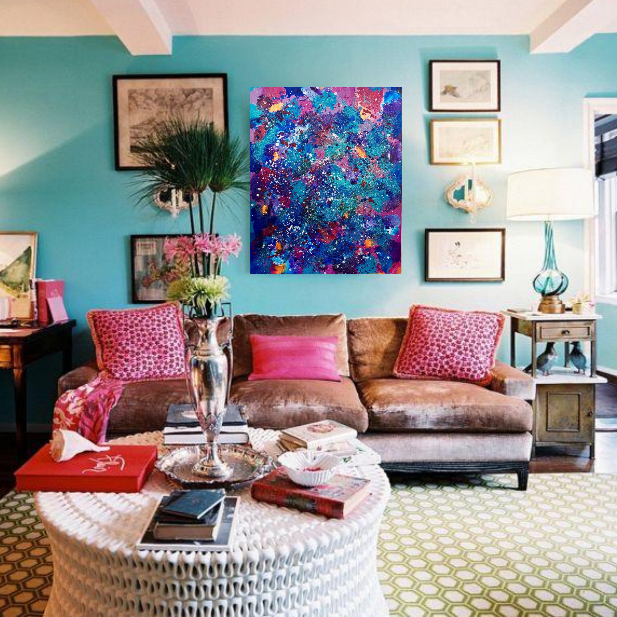 Abstract Wall Decor, Creative Bright Stain Wall Panels, Colorful Modern ...