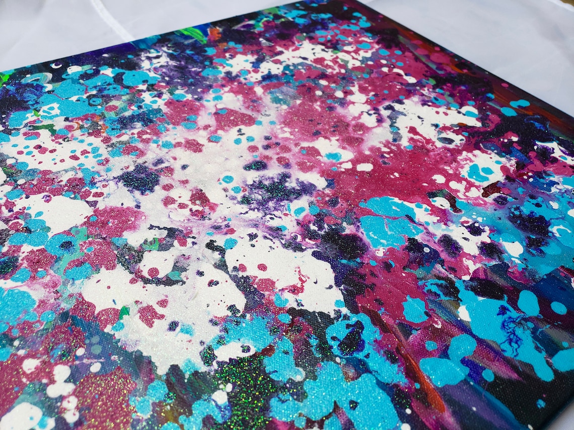 Splatter Painting on Canvas, Acrylic Painting,abstract Modern Art