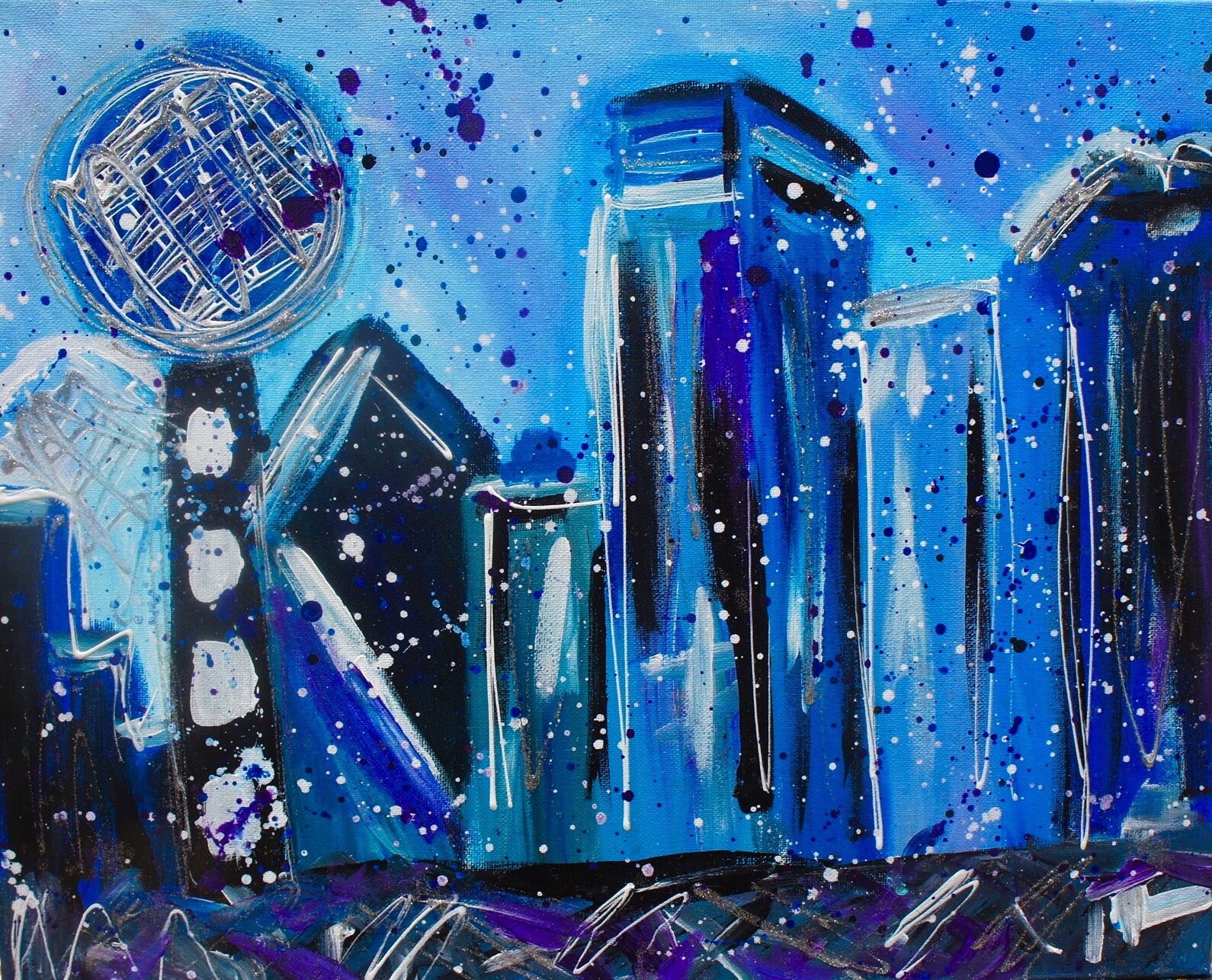 Downtown Dallas Painting Print.splatter Painting. Dallas Etsy UK