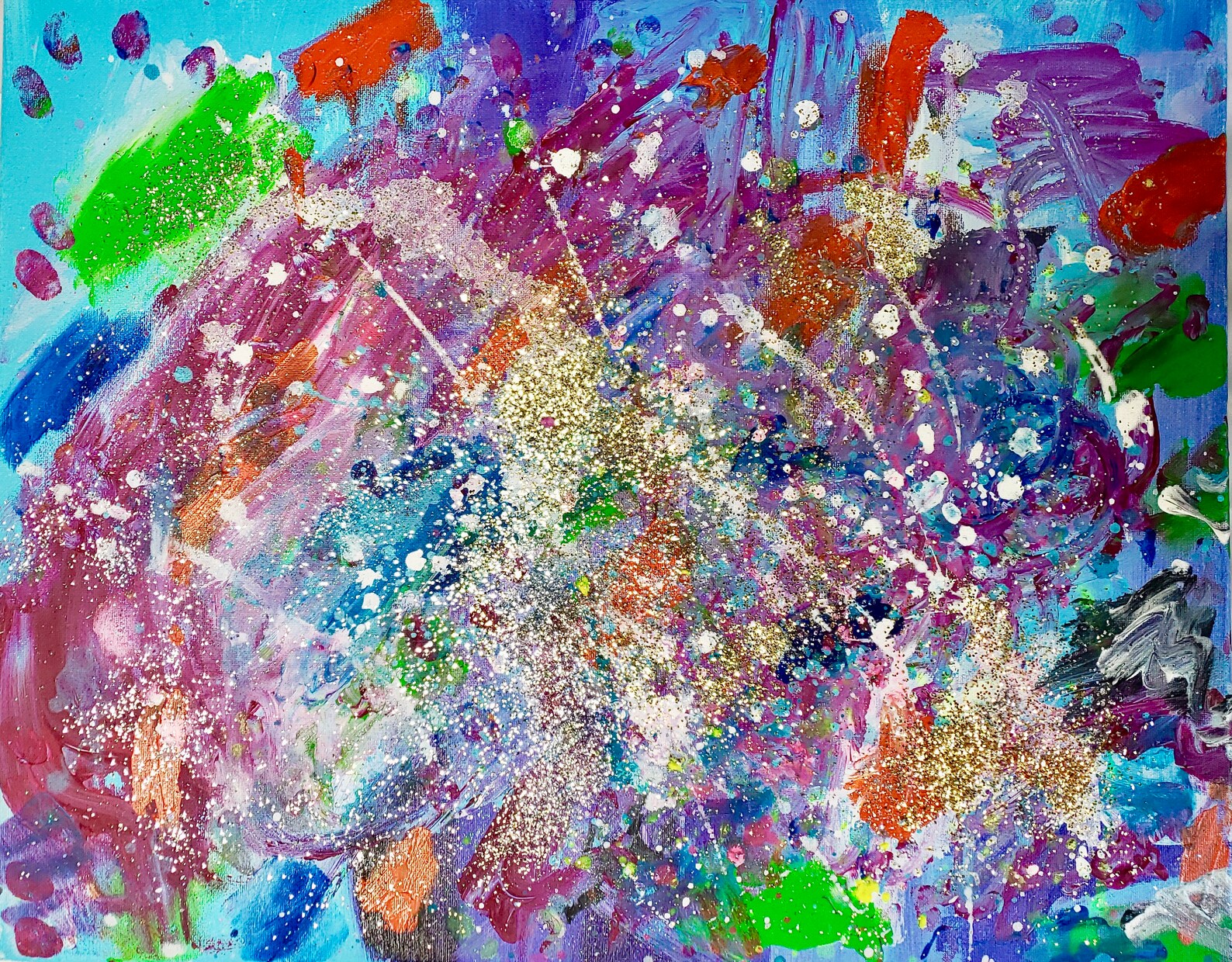 Glitter Abstract Splatter Painting on Canvas Gold - Etsy Ireland