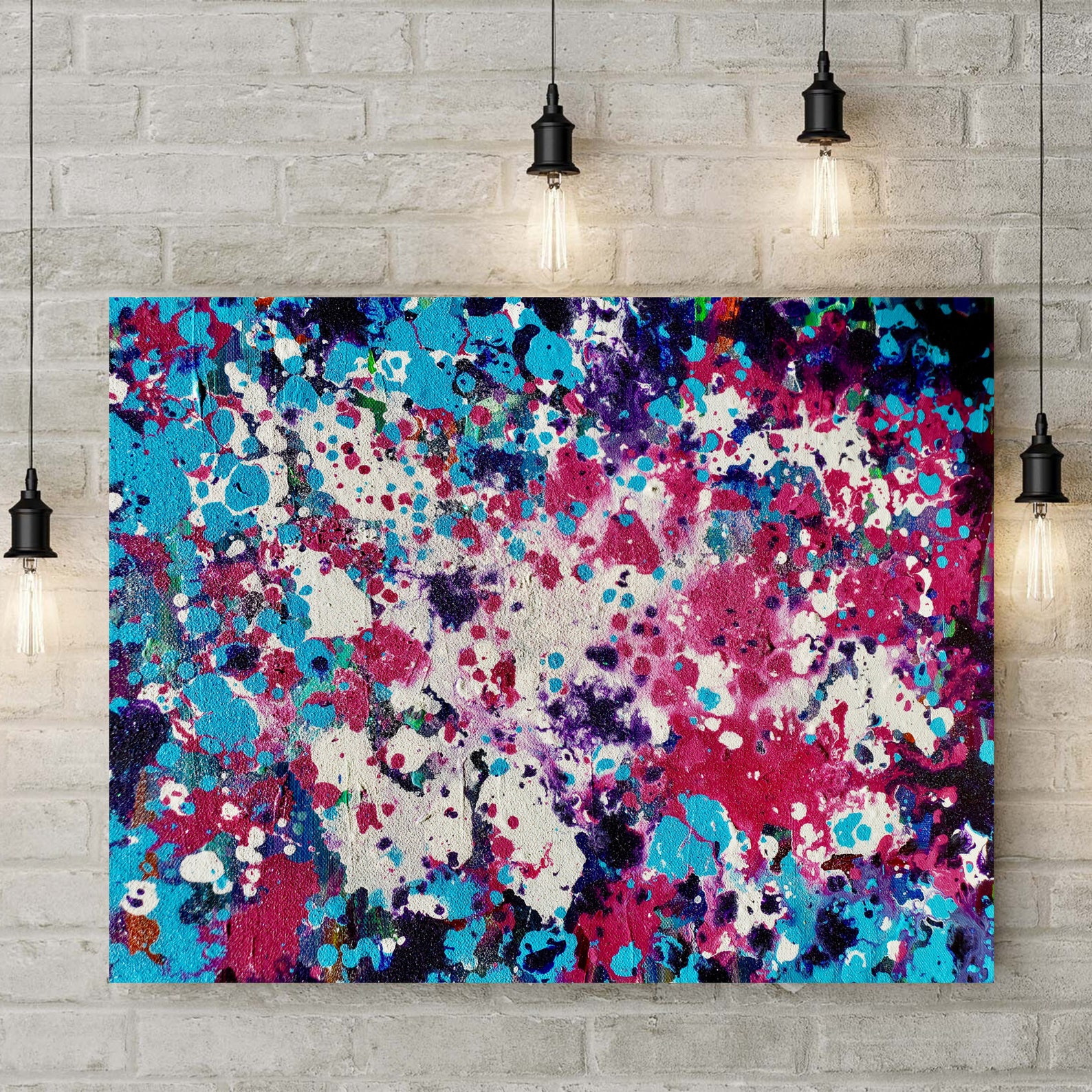 Splatter Painting on Canvas, Acrylic Painting,abstract Modern Art
