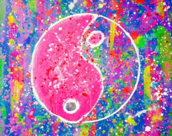Yin yang arte yin yang arte impressão yin yang impressão respingo pintura impressão yin yang símbolo yin yang decoração arte da parede zen meditação