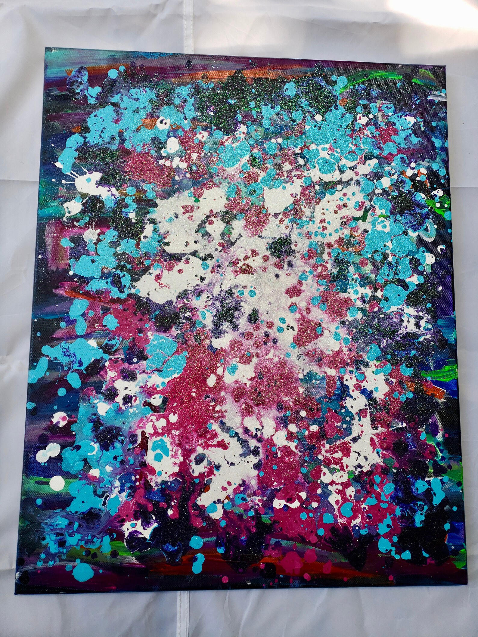Splatter Painting on Canvas, Acrylic Painting,abstract Modern Art