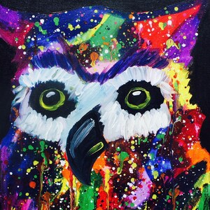 Horned Owl acrylic painting print  art, animal, illustration, bird, home decor, wall art, Wildlife, Contemporary