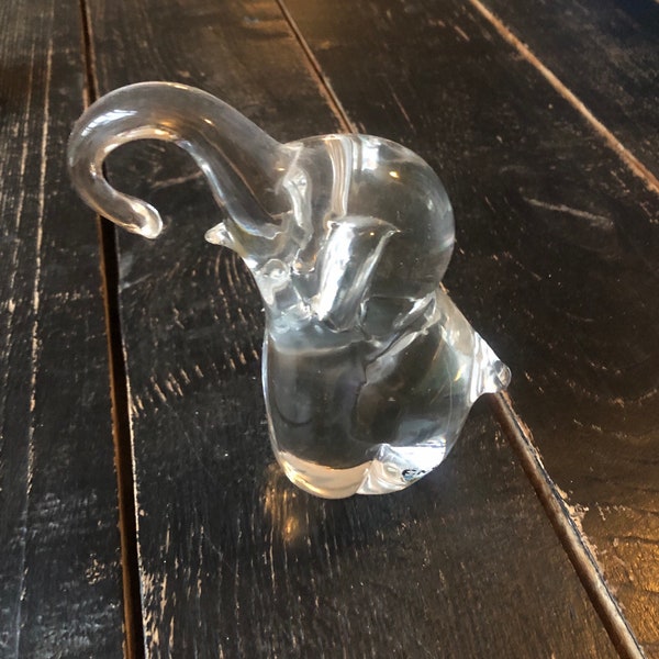 FM glass Ronneby Sweden Glass ELEPHANT Crystal Figurine SIGNED 16 cm