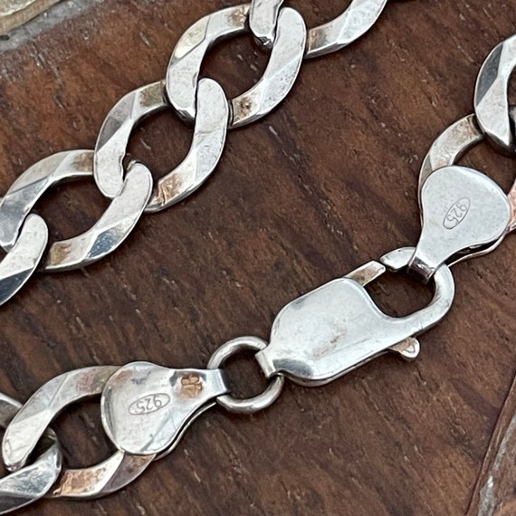 Vintage Sterling Silver Curb Chain Bracelet - 22cm - 8.75