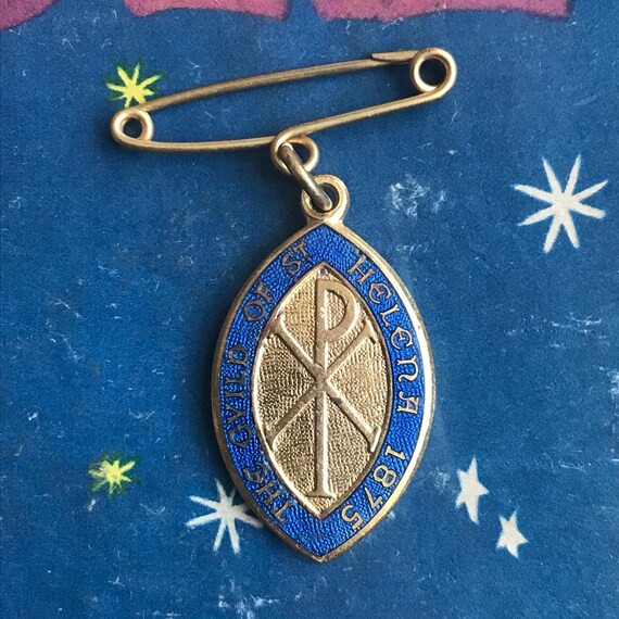 Vintage Gold Tone The Guild of St Helena 1875 Enam