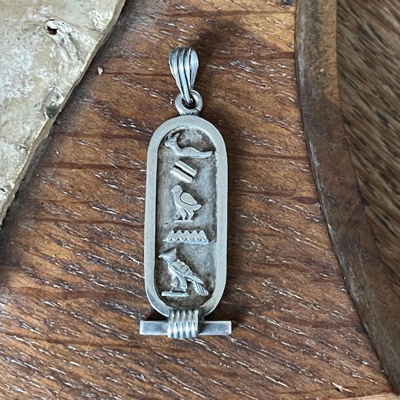 Pendentif Ancien En Argent 925 - Breloque Cartouche égyptienne - Occasion