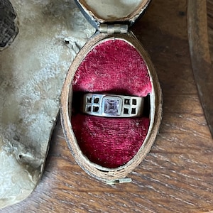 Fabelhafter Vintage Sterling Silber & Amethyst Ring - UK Größe P 1/2 - US Größe 8