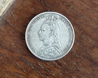 Moneta Antico Uno Scellino in Argento Sterling - 1891