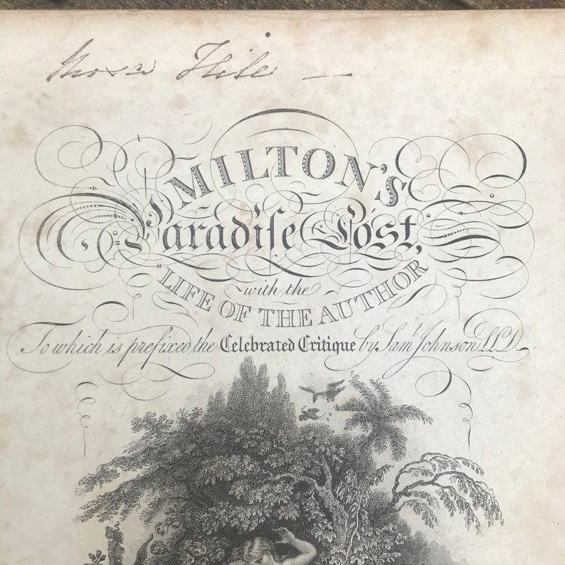 1799 Antique Milton/'s Paradise Lost Frontispiece