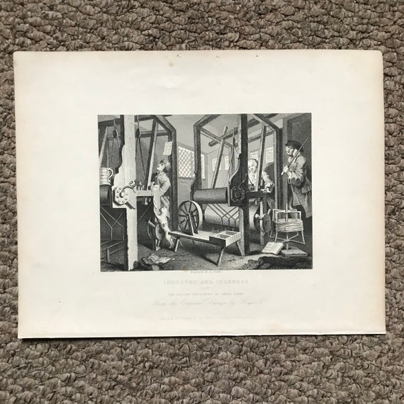 19世紀のエッチング彫刻 / ウィリアム・ホガース / 勤勉と怠惰 / 1833