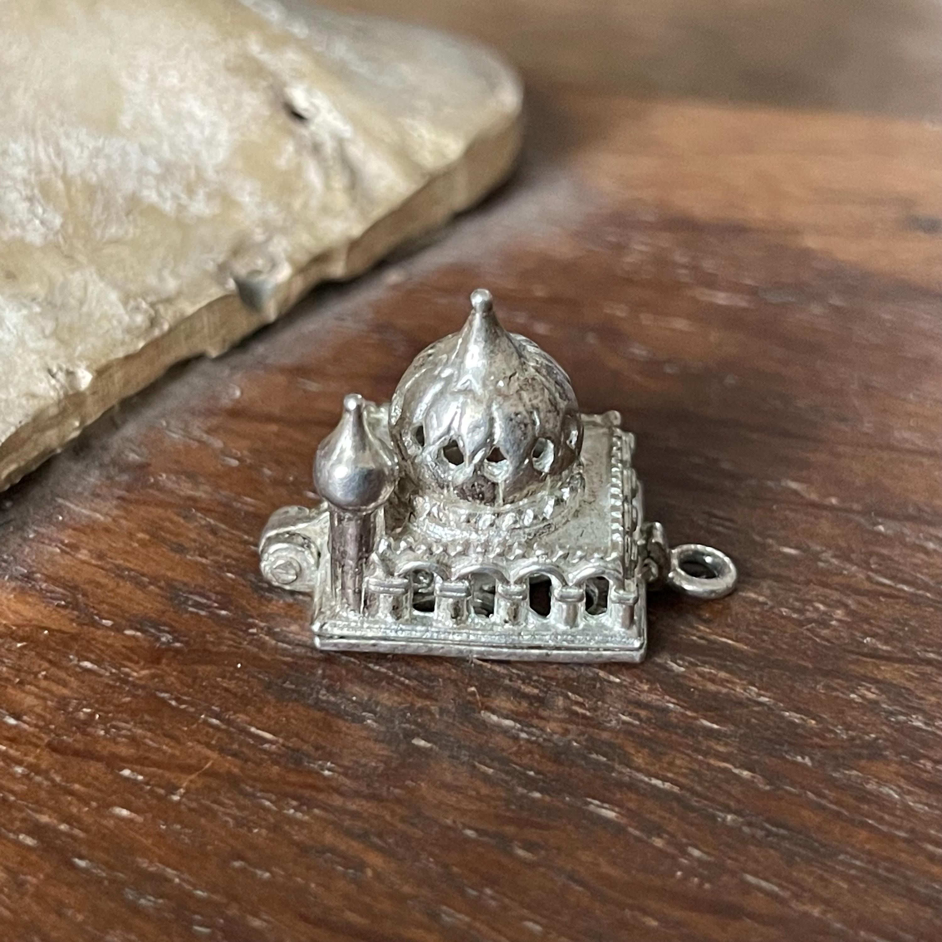 Fabuloso pingente de mesquita vintage de prata esterlina - pingente - pingente - articulado - figura de oração