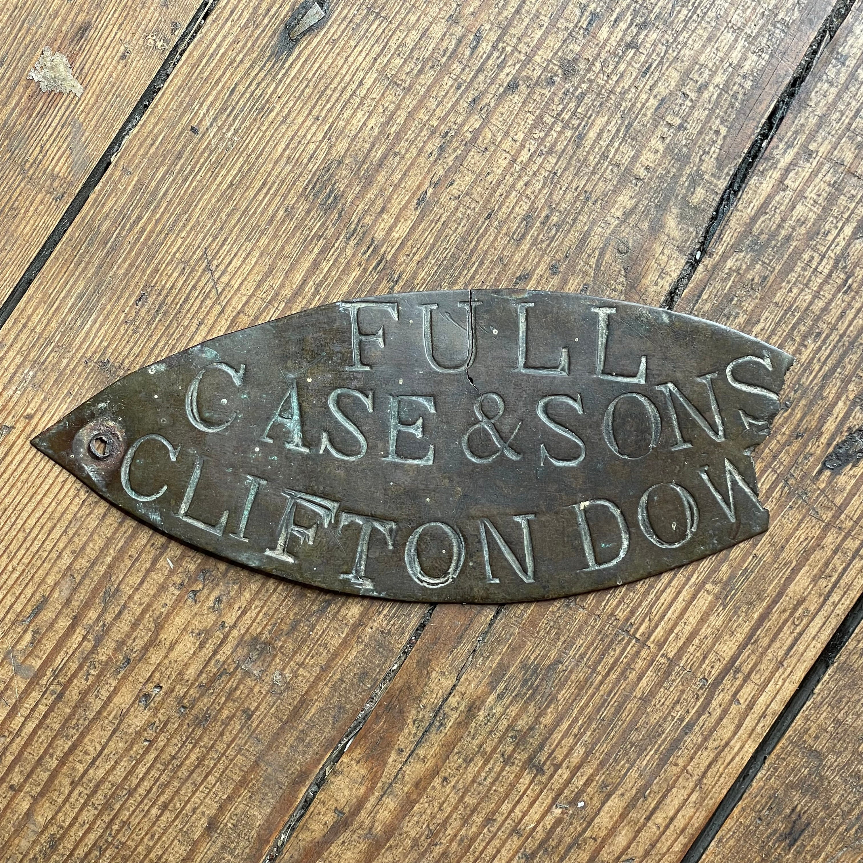 Antique Distressed Georgian Copper Plaque - Full Case & Sons - Clifton Down - Bristol - c1800