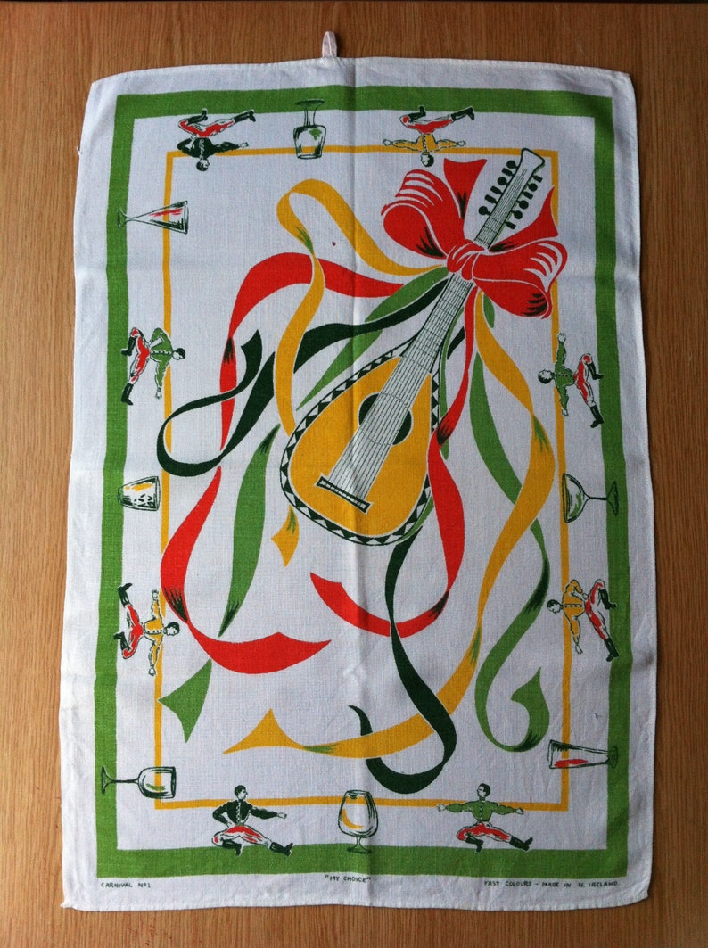 Vintage Irish Linen Tea Towel Carnival No 1 my Etsy UK