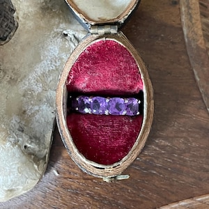 Fabelhafter Vintage Sterling Silber & Amethyst Ring - UK Größe J 1/2 - US Größe 5