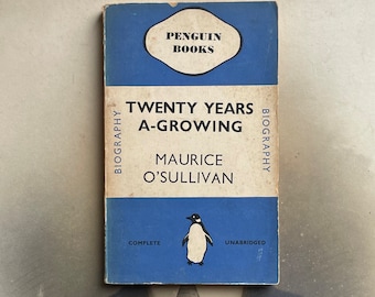 Libro de pingüinos vintage - Veinte años de crecimiento - por Maurice O'Sullivan - 1938 - Buen estado - Raro