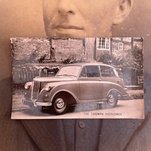Cartão postal antigo com foto real - The Triumph Mayflower - L.S. Dove Ltd - Wimbledon SW19 - c1952