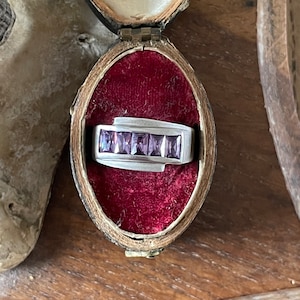Fabelhafter Vintage Sterling Silber & Amethyst Ring - UK Größe K 1/2
