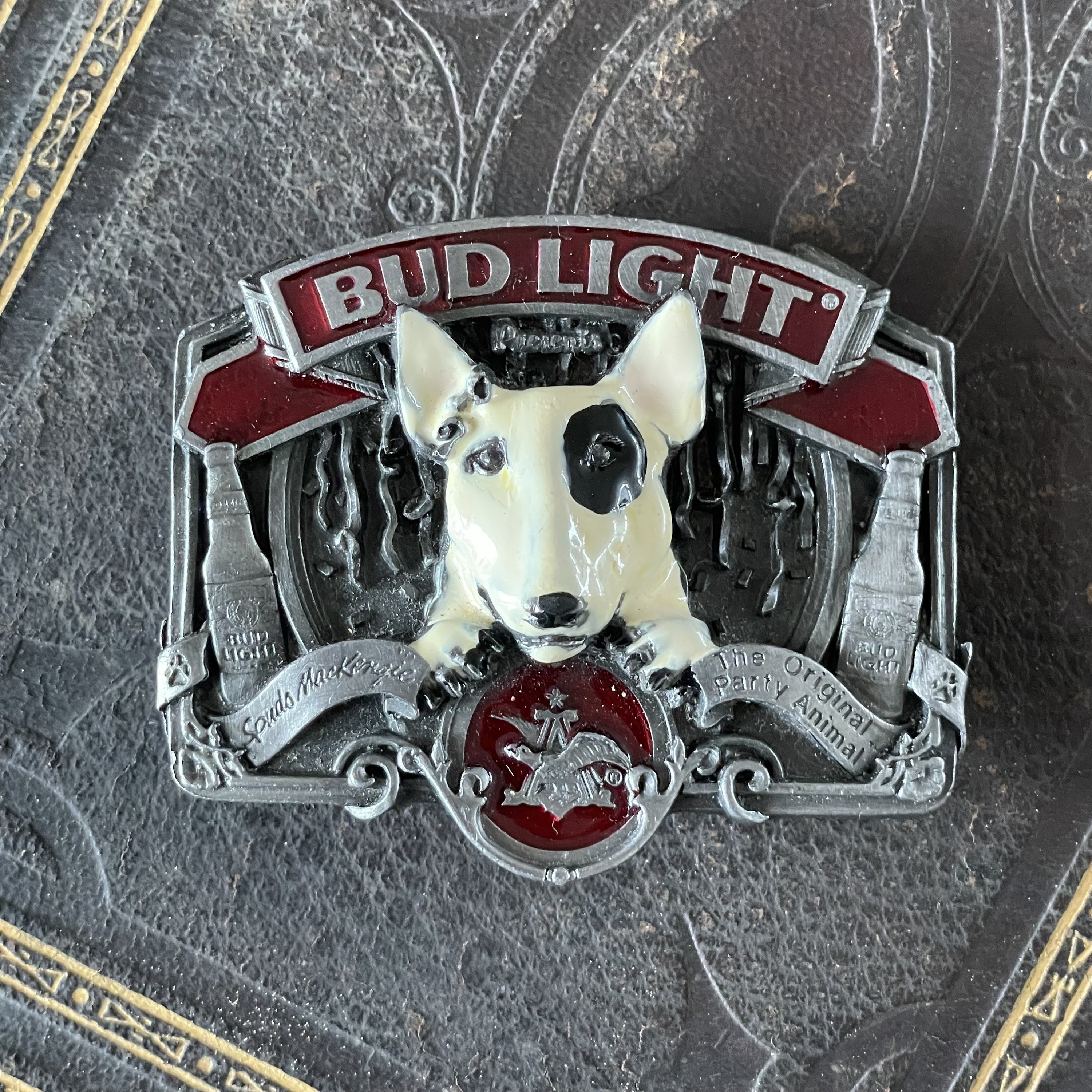 Vintage Bud Light Spuds Mackenzie Belt Buckle Cast Metal Enamel Bergamot Brass Works Inc Etsy