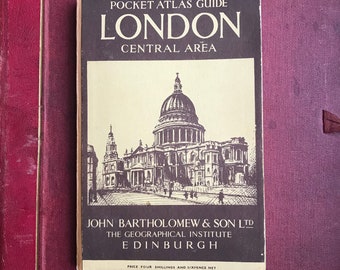 Vintage Buch - Pocket Atlas Guide London Central Area- 1951 - John Bartholomew & Son Ltd
