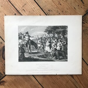 19th Century Etching Engraving - William Hogarth - Hudibras First Adventure - 1833
