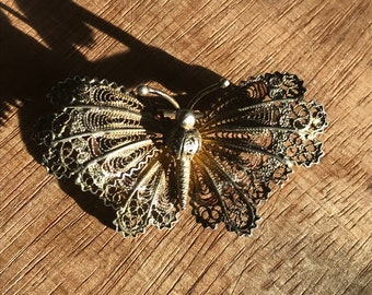 Fabulous Vintage 800 Silver Filigree Brooch - Butterfly