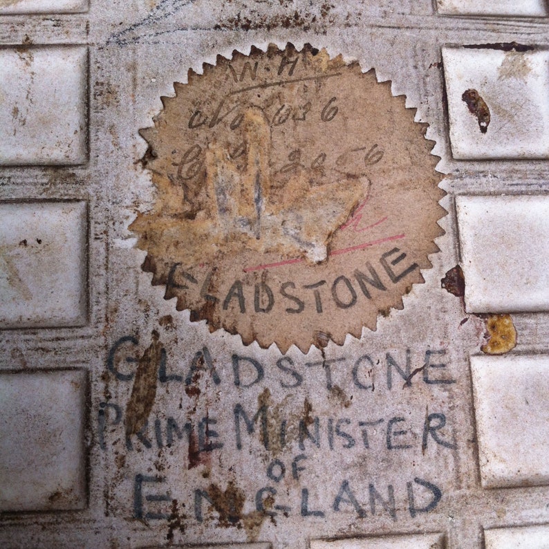 1809-1898 Victorian Treacle Glaze 6 x 6 Ceramic Tile William Gladstone British Prime Minister