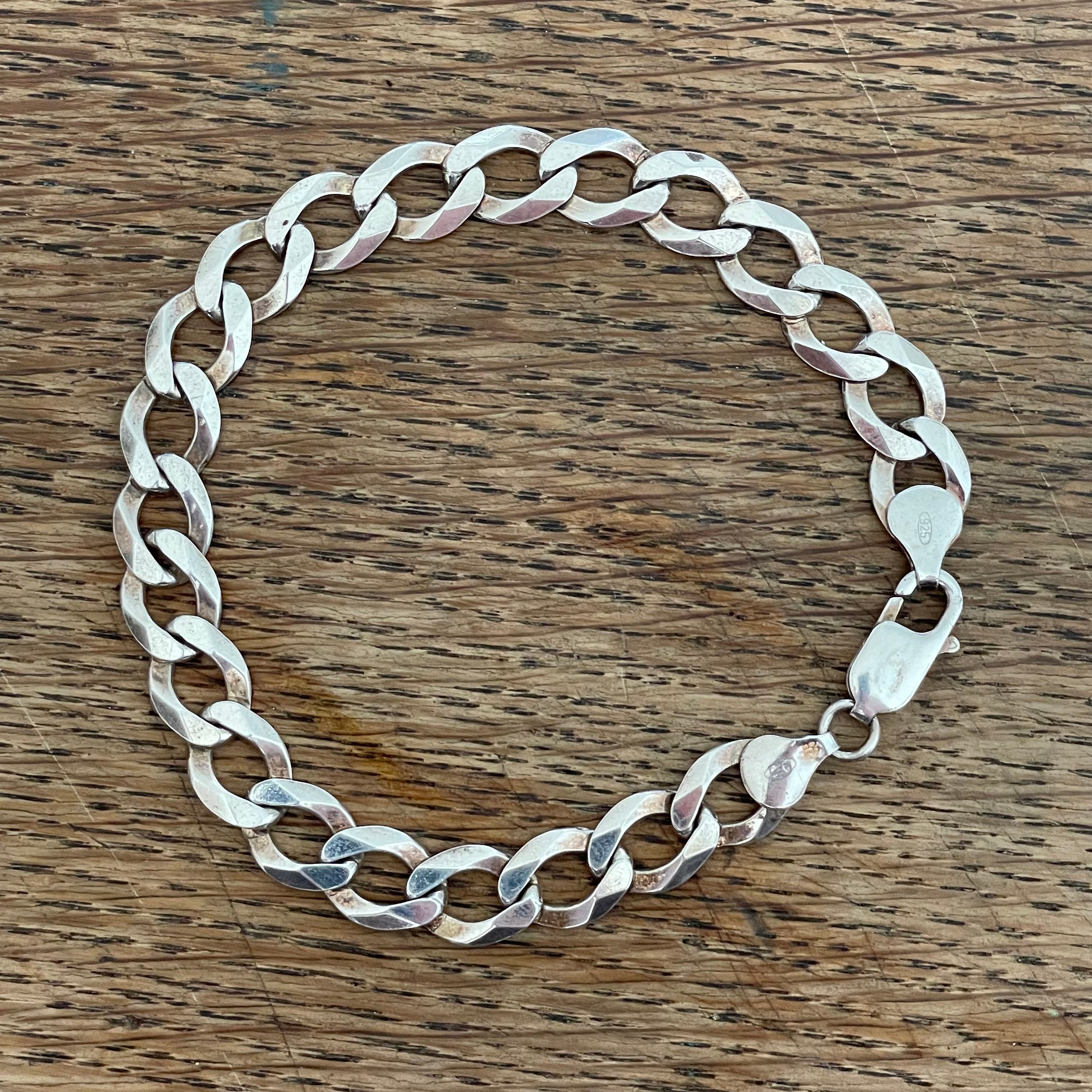 Vintage Sterling Silver Curb Chain Bracelet - 22cm - 8.75