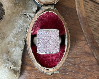 Fabulous Vintage Sterling Silver CZ Pave Ring - UK Size K 1/2 - Hallmarked 925 -