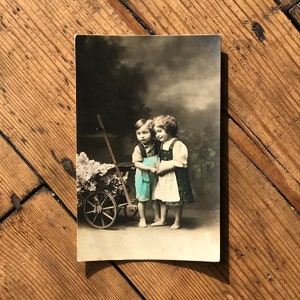 アンティーク ポストカード - 犬用カートに乗った子供たち - 1910 年頃 - イタリア製 - Fotocelere 7065
