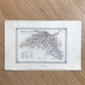 Carte antique de Edinburgh Shire ou Mid Lothian - Écosse - 1854 -