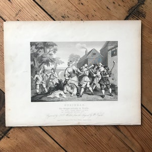 19th Century Etching Engraving - William Hogarth - Hudibras The Knight Submits To Trulla - 1833