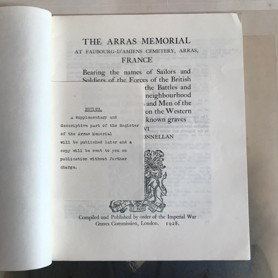 Antique Arras Memorial Book – France, 1928, photo 2 of 5