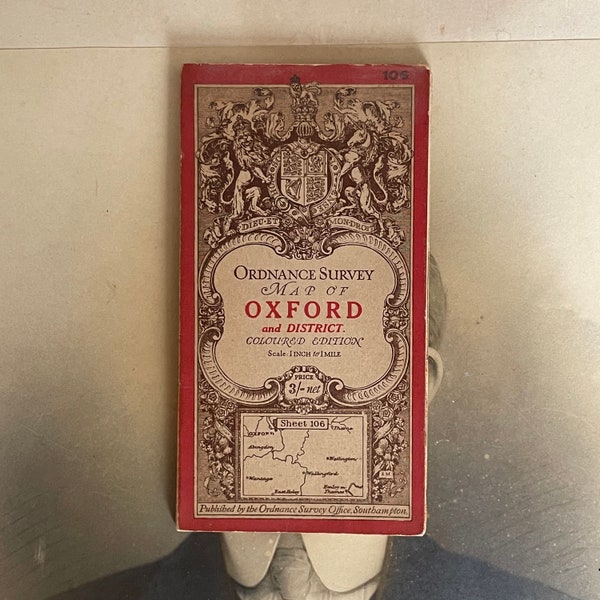 Antique Ordnance Survey Map Of Oxford And District Coloured Edition - 1914 - Mint Condition - Cloth Map