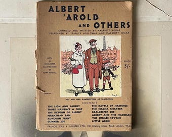 May include: Vintage book cover titled "Albert 'Arold and Others." The cover features a color illustration of a family in front of a landmark. The book's contents are listed below the illustration. The cover is aged with visible wear.